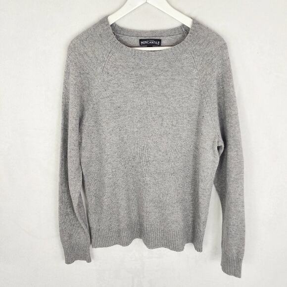J. Crew Mercantile Sweater Men M Lamb's Wool Blend Crew Neck Heather Grey Knit - Picture 1 of 5